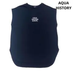 AQUA HISTORY　オーバーサイズフレンチスリーブロゴトップス　L　黒