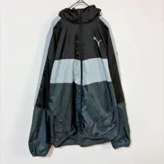 プーマ　美品　ナイロンジャケット　メンズXL相当　黒　グレー　裏側メッシュ