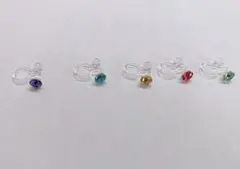ノンホールピアス5色セット  スワロフスキー風