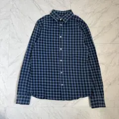 アメカジ チェックシャツ ネルシャツ ブルー ブラック 古着MIX M