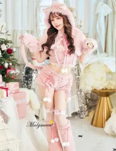 Malymoon マリームーン ふわふわメレンゲリボンキャットサンタ ピンク