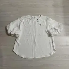【新品未使用】GU／Lサイズ／バブルスリーブブラウス／ホワイト