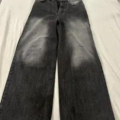 ダークグレー ワイドレッグデニム