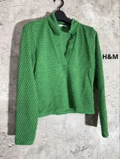 H&M メッシュ 長袖透かし編み ニットカーディガン ブラウス