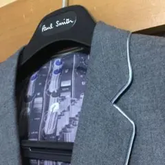 ポールスミス PS パイピング 切替 ジャケット 裏地ミキサー柄 灰色系 Mのサムネイル