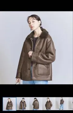 【美品】ビューティーアンドユース　フェイクムートン リバーシブル ボア ブルゾン