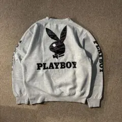 PLAYBOY スウェット トレーナー 袖プリント 刺繍ロゴ プレイボーイ