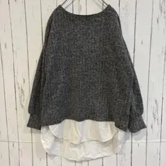 エイチケーワークスロンドン レイヤードデザイン トップス プルオーバー グレー