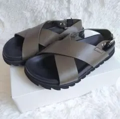 SHIPS クロスストラップ サンダル ウェーブ ソール カーキ レディース