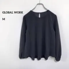 GLOBAL WORK フレアブラウスブラック長袖トップス M d683のサムネイル