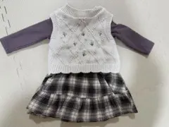 ニットベスト付きチェック柄ワンピース
