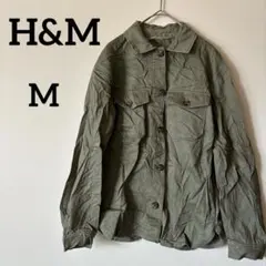 H&M 【M】長袖デニムシャツ ジャケット オリーブグリーン