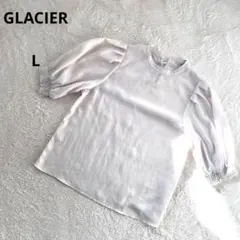 グラシア ブラウス 半袖トップス　透け感　サラサラ感　バルーンスリーブ　L 白