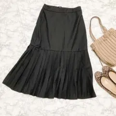 シーイン　SHEIN  DAZY 黒　ロングスカート　プリーツ切り替え　Sサイズ