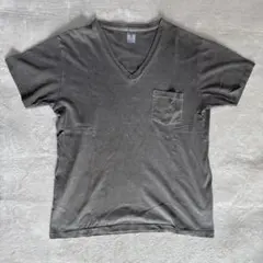 Velva Sheen【M】USA製 ポケットVネックT グレー フェード