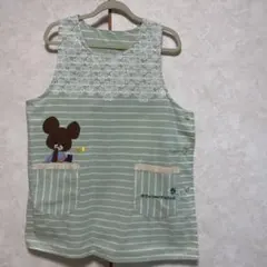 くまのがっこう ジャッキー ミントグリーン　レース　ボーダー　エプロン