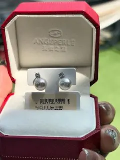 【一点のみ】ダイヤモンド　アコヤ真珠ピアス 8-8.5mm K18WG パール