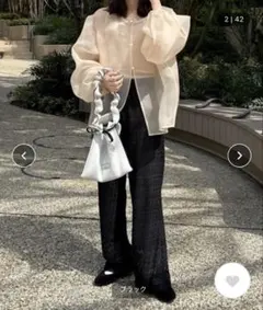 hinari カットレースイージーパンツ ブラック