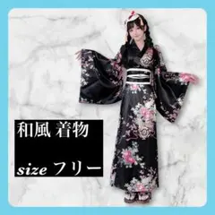 花柄紫色着物風コスプレ衣装 M - メルカリ