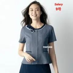 【新品タグ付き】パトリックコックス 事務服 9号 半袖オーバーブラウス ネイビーのサムネイル