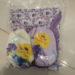 お手玉 2個セット 巾着付き　和柄　お花　手作り和玩具
