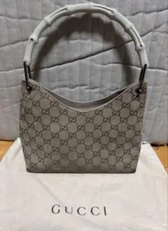 GUCCI グッチ GG バンブー スエード ワンショルダーバッグ ハンドバッグ