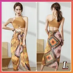 ビキニ パレオ付き3点セット水着 レディース ハイウエスト ショートパンツ209