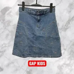 GAP KIDS デニムスカート 花柄刺繍 ラインストーン ビジュ 裏地付きのサムネイル