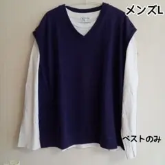 【JUNRED】メンズ　ベスト　L パープル　重ね着のサムネイル