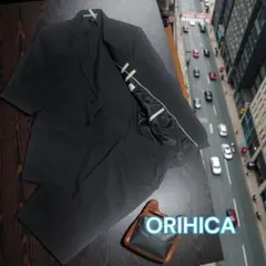 【美品】ORIHICA スーツ セットアップ ブラック ストライプ 定番人気