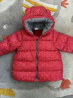 PETIT BATEAU 赤い花柄　耳付きフード中綿入りジャケット