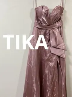 ティカ　TIKA　ドレス　キャバドレス　ベアトップ　サテンスリット　ピンク