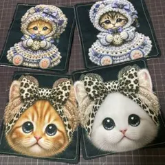 ハンドメイド　ハンカチ　猫　4