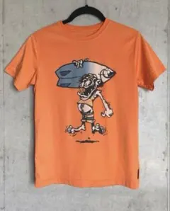 QUIKSILVER キッズ Tシャツ オレンジ サーフ柄　150cm 速乾のサムネイル
