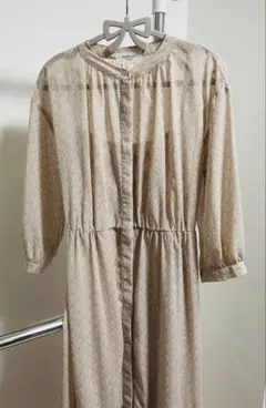 フラワーパターン 長袖ロングシャツワンピース