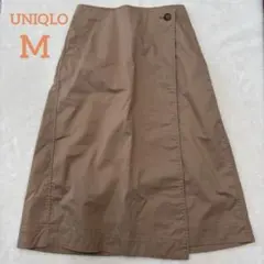 ユニクロ ハイウエストラップナロースカート ベージュ M ミモレ丈 着回し