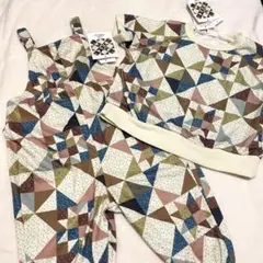 90cm セット soft cheeseパッチワーク サロペット Tシャツ