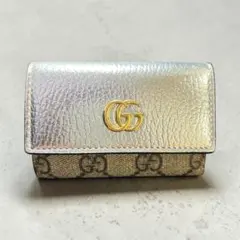 GUCCI GGマーモント メタリック シルバー GGスプリーム 6連キーケース