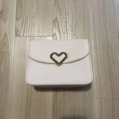 ピンク ボックス型 ショルダーバッグ ハート金具