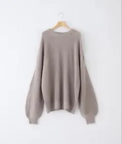 【CLEL】バルーン袖クルーネックニット グレイッシュベージュ Mサイズ