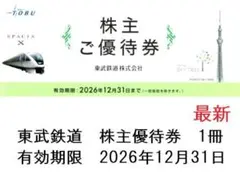 東武鉄道　株主優待券　1冊　最新　東武動物公園　東武博物館　乗車券なしのサムネイル