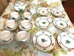 未使用　極美品　ヘレンド　ティーセット　アポニーグリーン　食器総セットのサムネイル