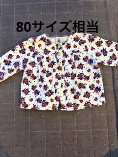 【美品】プチバトー♡カーディガン/74cm♡女の子♡ゴールドボタン♡花柄♡