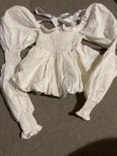 リルリリー lillilly ホワイトパフスリーブシャツ FREEサイズ