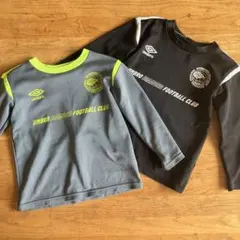 アンブロ　キッズ　ロンT セット グレー×イエロー ブラック×ホワイト