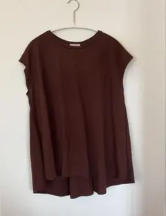 GU フレンチスリーブ カットソー S ブラウン 茶色 Tシャツ 半袖