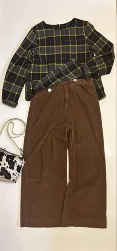 ZARA2点セット コーデュロイワイドパンツ EUR40&チェックトップス