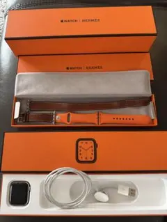 Apple Watch Hermes オレンジ&ブラウンレザーバンド