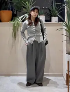 LOWRYS FARM美品スウェットイージーコクーンパンツ＊グレーラメFREE