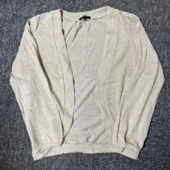 クリーム色 ニットカーディガン 長袖